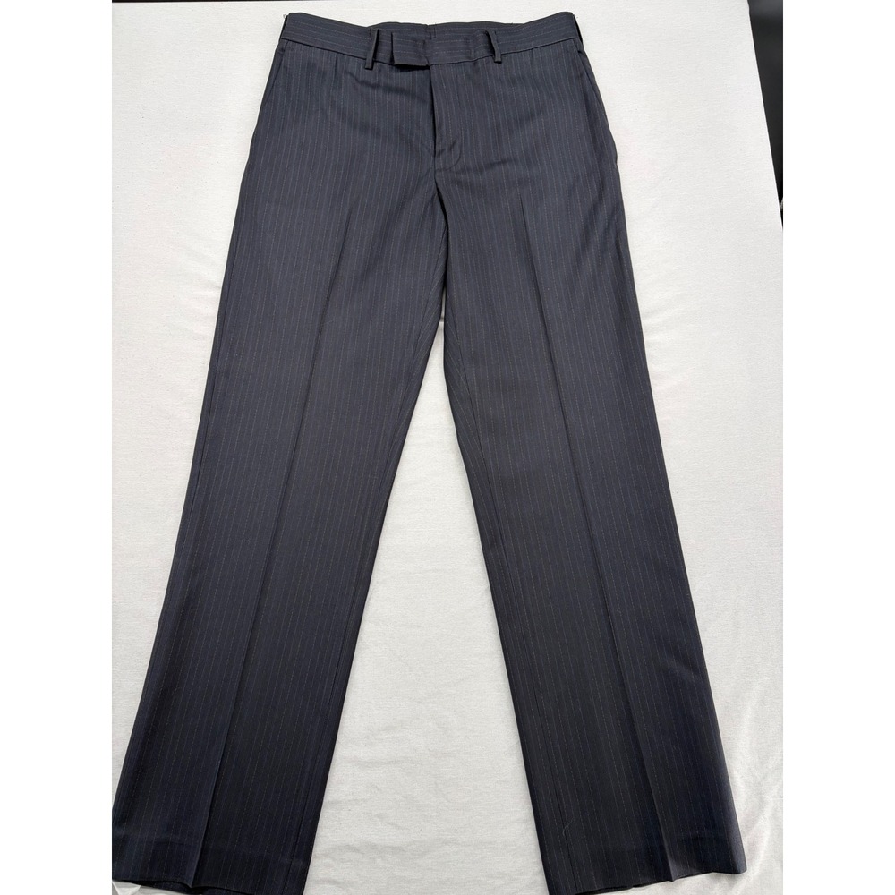 Perry Ellis Portfolio Mens 32x32 Gray Blue Pinstripe Dress Pants 5DSB0183